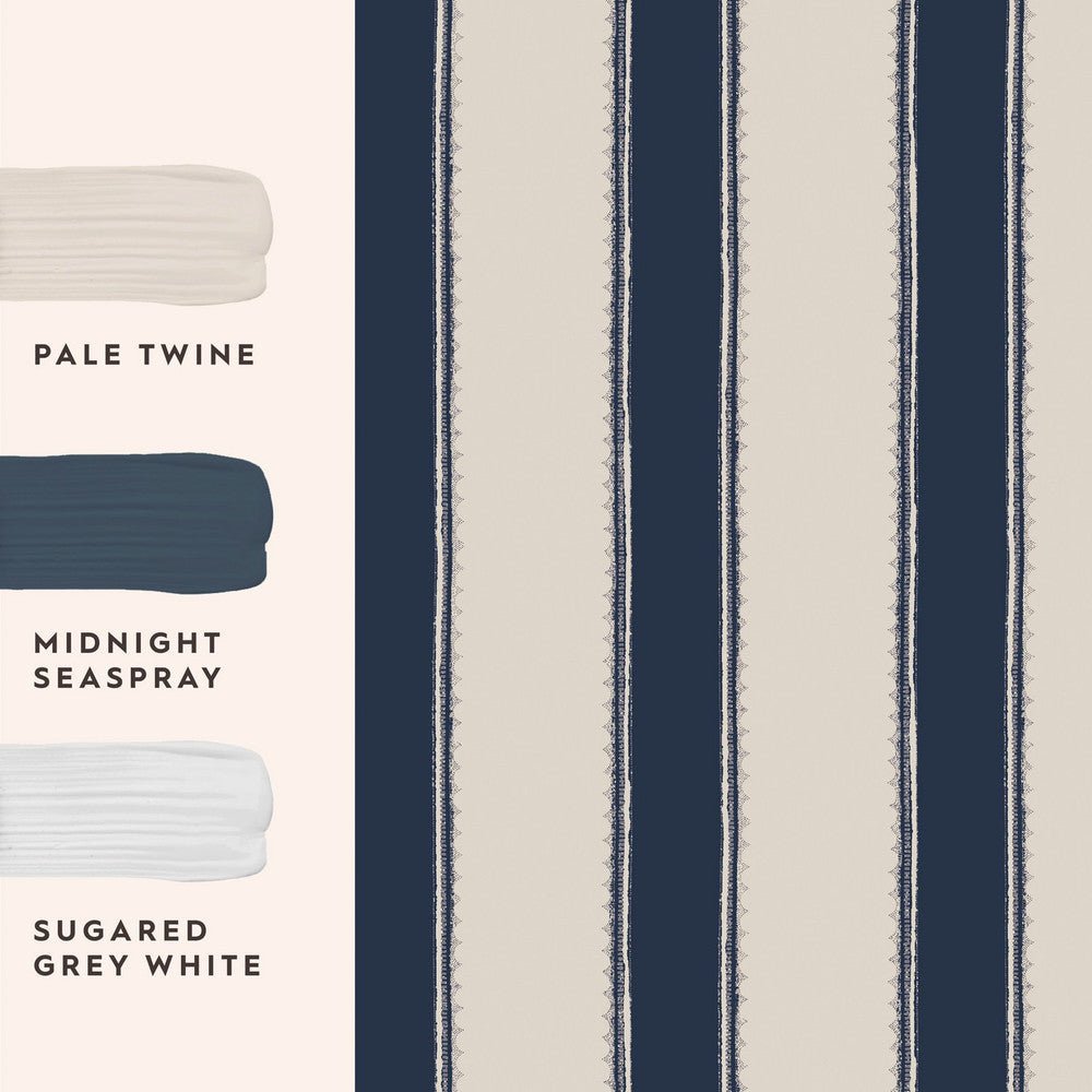 Denwick Stripe Wallpaper - Midnight Seapsray - Laura Ashley - 127404 - Premier Wallcovering