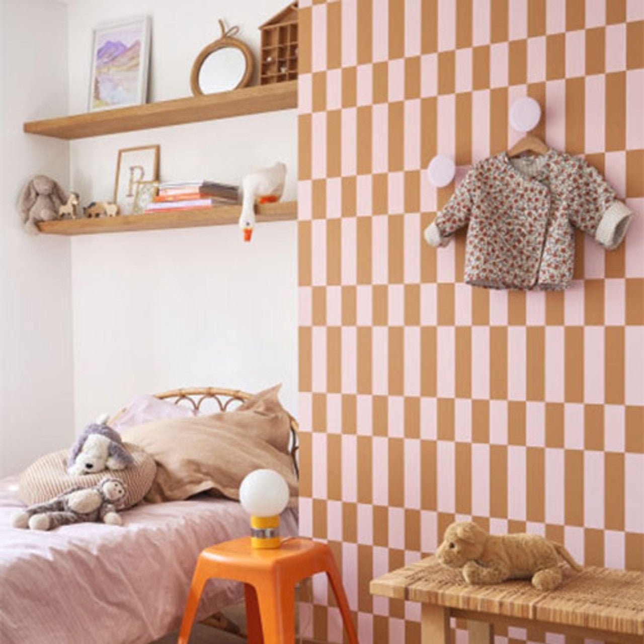 Diner Milano Sixties Wallpaper - Camel And Parme - Casadeco - 89345252 - Premier Wallcovering