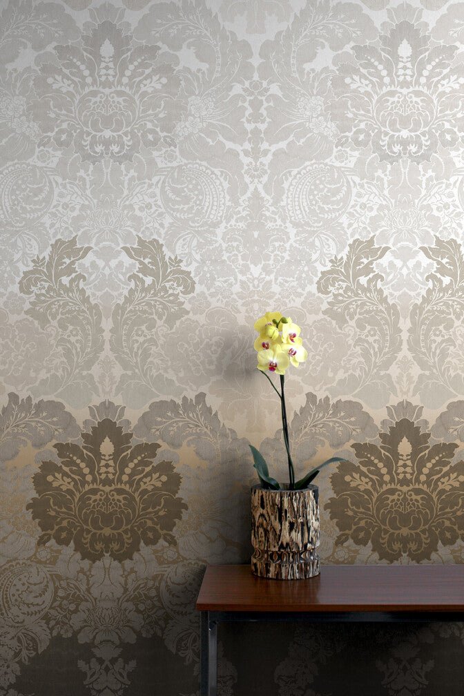 Disappearing Damask Superwide Wallpaper Panel - Beige - Timorous Beasties - ROR/DISD/OBRN/05 - Premier Wallcovering