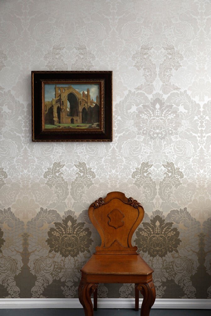 Disappearing Damask Superwide Wallpaper Panel - Beige - Timorous Beasties - ROR/DISD/OBRN/05 - Premier Wallcovering