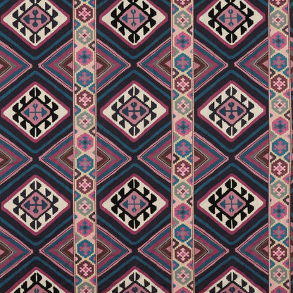 Dorothys Kilim Fabric - Barbed Berry/Indigo - Morris & Co - 237306 - Premier Wallcovering