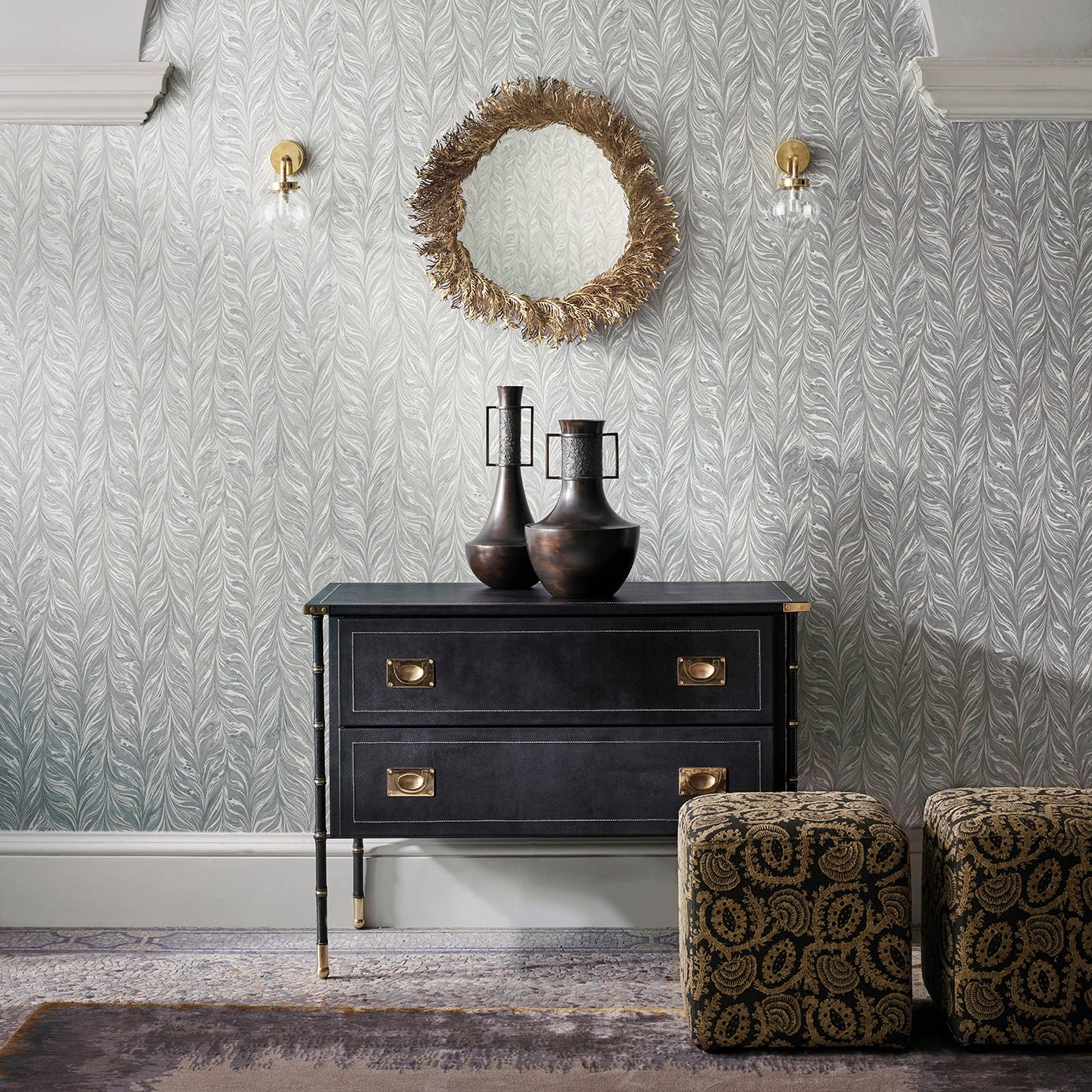 Ebru II Wallpaper - Snow - ZDAR312865 - Zoffany