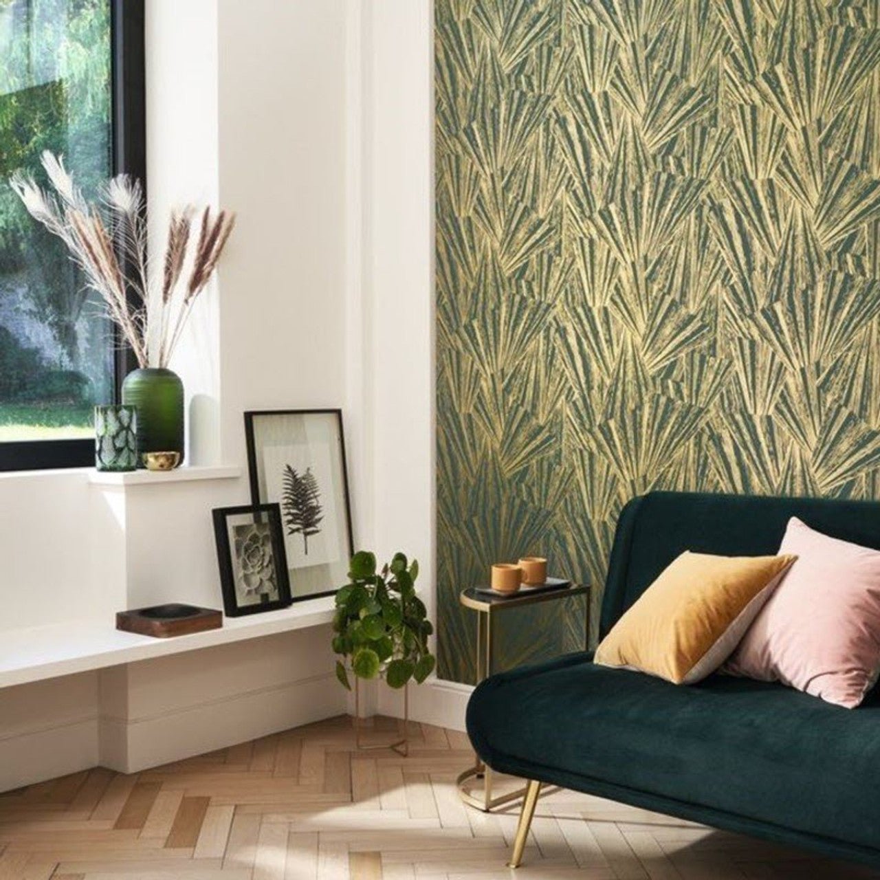 Eclat Foil 1930 Wallpaper - Bleu And Cuivre - Casadeco - 85746535 - Premier Wallcovering