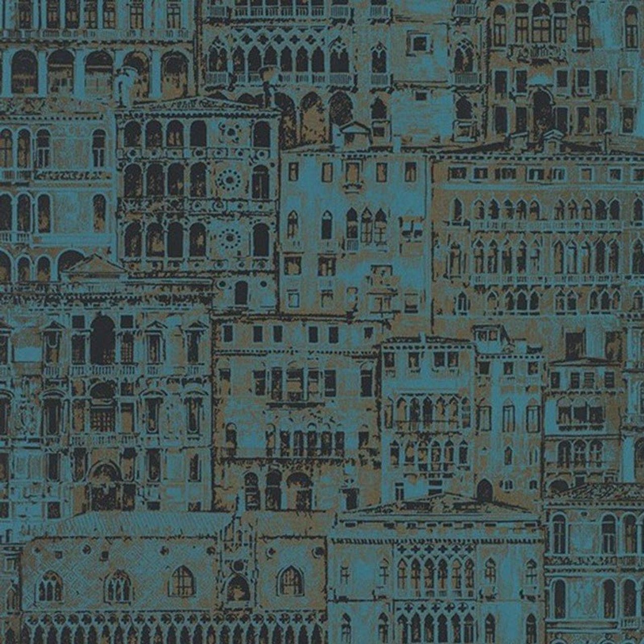 Edifice Montsegur Wallpaper - Bleu Paon - Casadeco - 86056624 - Premier Wallcovering