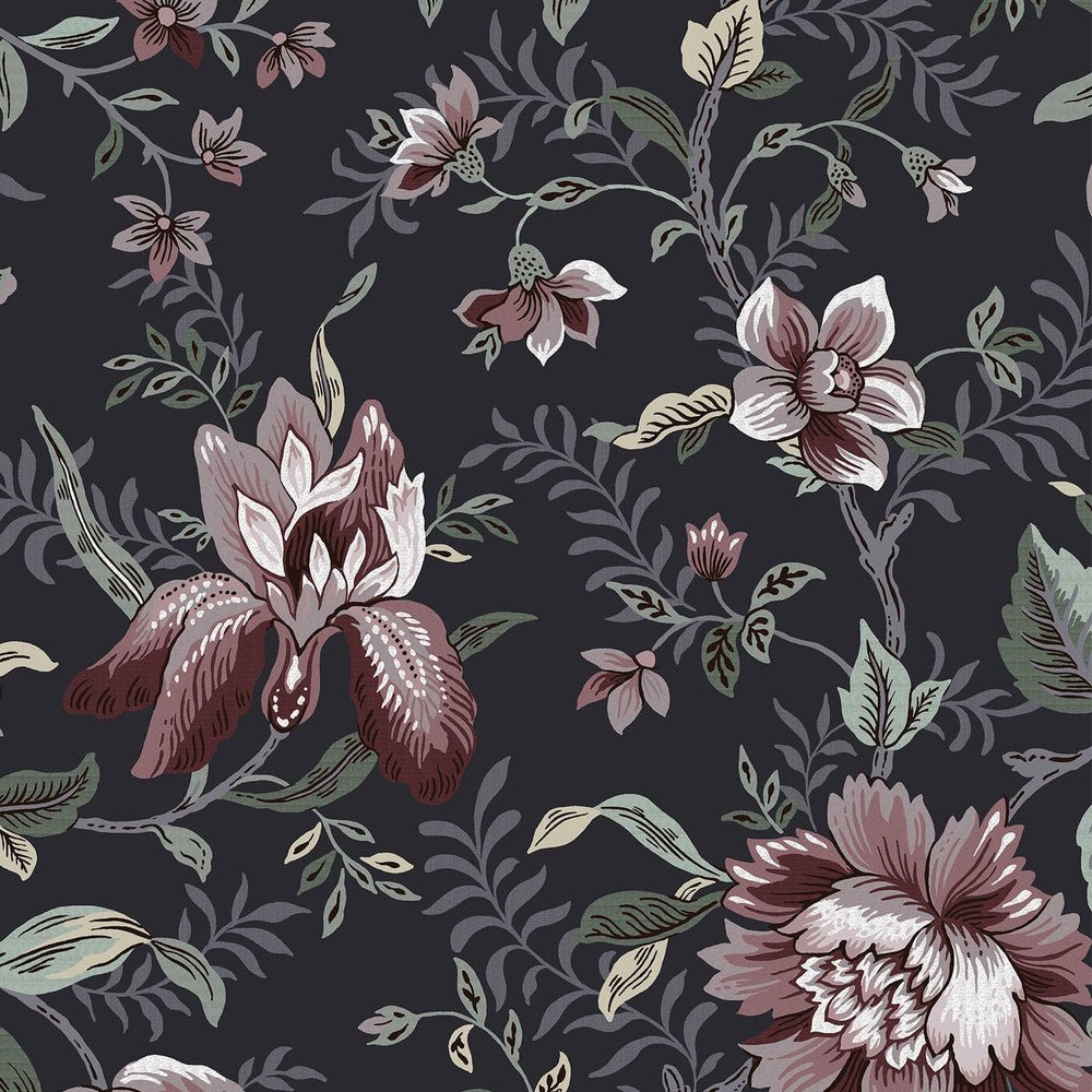 Editas Garden Wallpaper - Charcoal Grey - Laura Ashley - 121090 - Premier Wallcovering