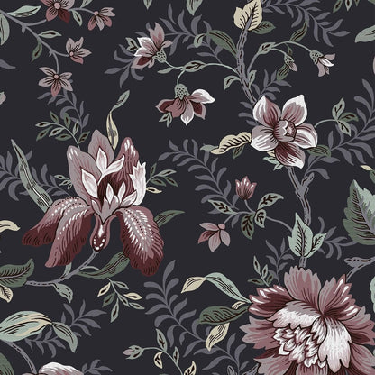 Editas Garden Wallpaper - Charcoal Grey - Laura Ashley - 121090 - Premier Wallcovering