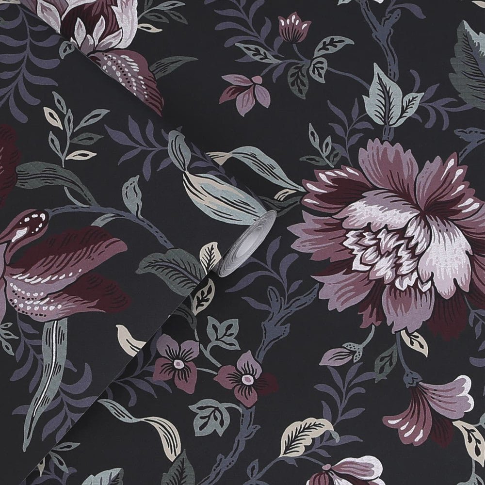 Editas Garden Wallpaper - Charcoal Grey - Laura Ashley - 121090 - Premier Wallcovering