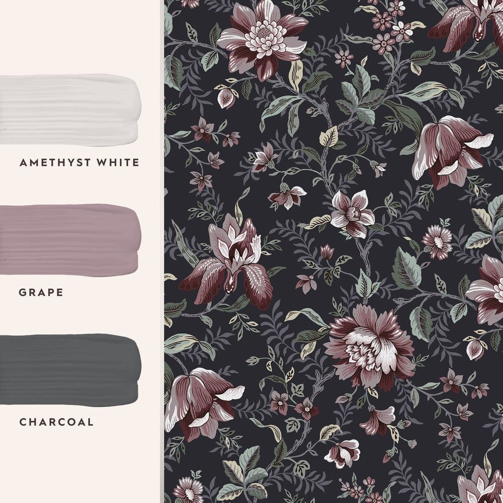 Editas Garden Wallpaper - Charcoal Grey - Laura Ashley - 121090 - Premier Wallcovering