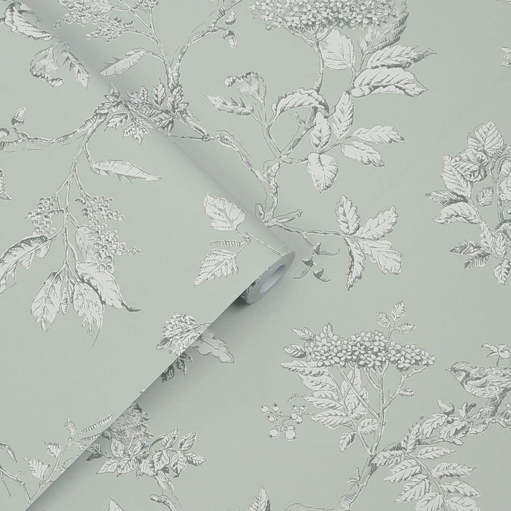 Elderwood Wallpaper - Duck Egg - Laura Ashley - 113345 - Premier Wallcovering