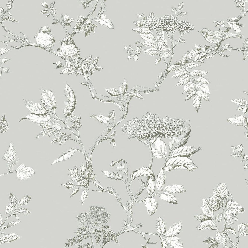 Elderwood Wallpaper - Steel - Laura Ashley - 113347 - Premier Wallcovering