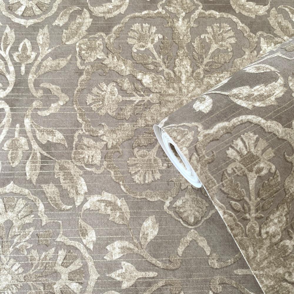 Elegance Floral Stripe Wallpaper - Bronze Brown - Galerie - DWP0353 - 02 - Premier Wallcovering