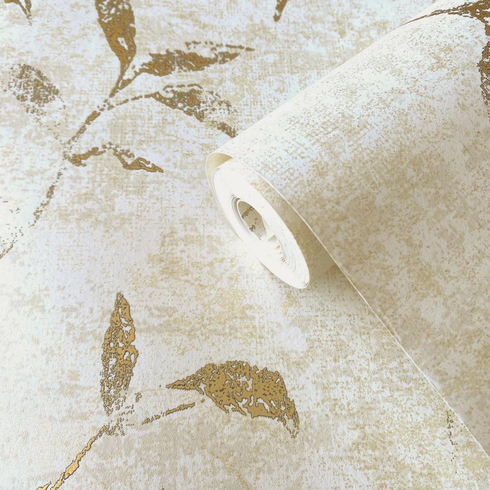 Elegance Leaf Impression Wallpaper - Gold / Beige - Galerie - 11502 - Premier Wallcovering