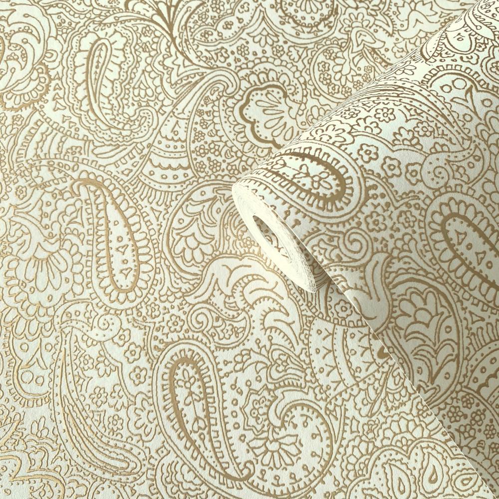 Elegance Paisley Trellis Wallpaper - Light Gold - Galerie - 11301 - Premier Wallcovering