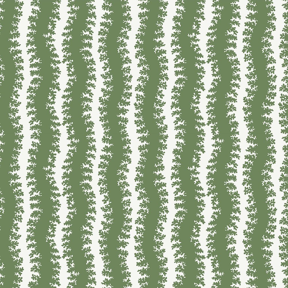 Elkhorn Stripe Wallpaper - Brookes Green - Ceiling White - Josephine Munsey - ELK-010-042 - Premier Wallcovering