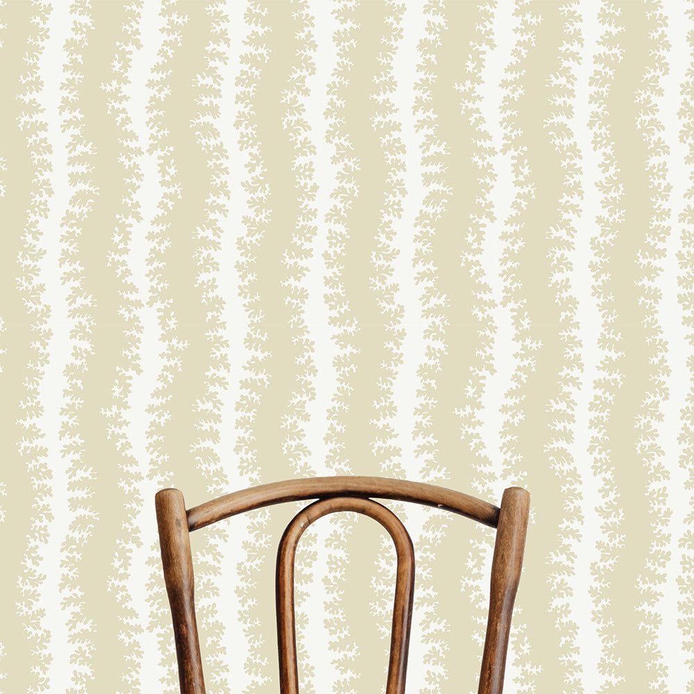 Elkhorn Stripe Wallpaper - Maitland Green - Ceiling White - Josephine Munsey - ELK-021-042 - Premier Wallcovering