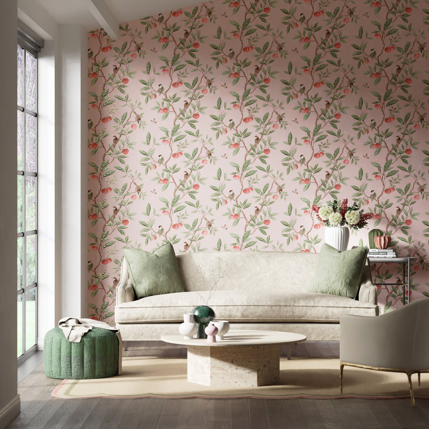 Ella Wallpaper - Powder/ Sage / Peach - Harlequin - HDHW112907