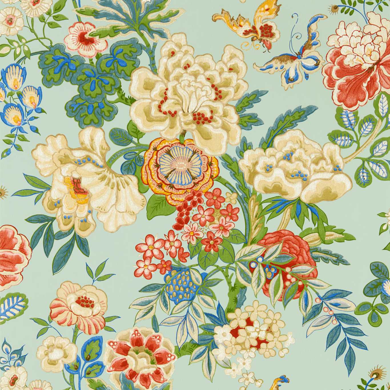 Emperor Peony Wallpaper - Jade/Apricot - DWAW217122 - Sanderson