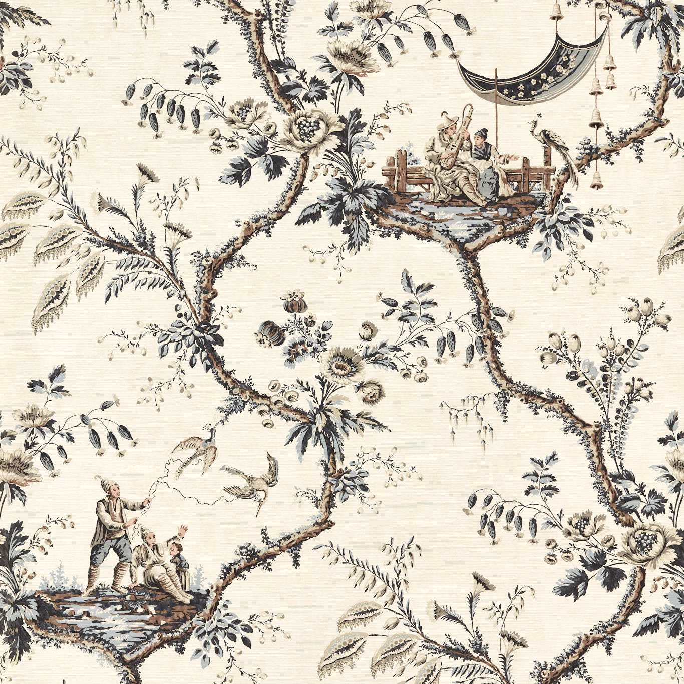 Emperor's Musician Wallpaper - Charcoal - ZATW313049 - Zoffany