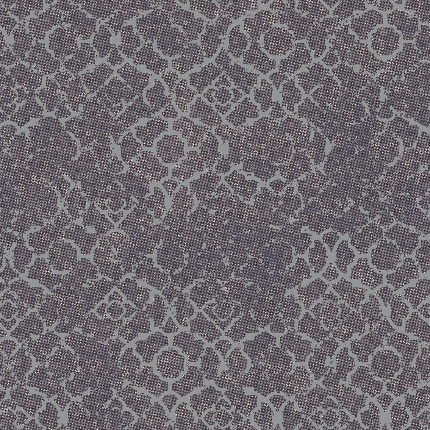 Emporium Aged Quartrefoil Wallpaper - Purple / Silver - Galerie - DWP0246 - 01 - Premier Wallcovering