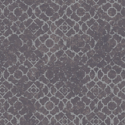 Emporium Aged Quartrefoil Wallpaper - Purple / Silver - Galerie - DWP0246 - 01 - Premier Wallcovering