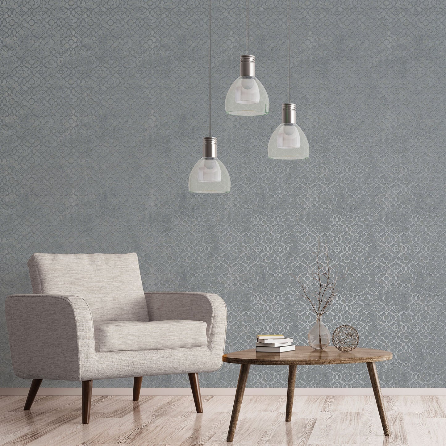 Emporium Aged Quartrefoil Wallpaper - Grey / Silver - Galerie - DWP0246 - 02 - Premier Wallcovering