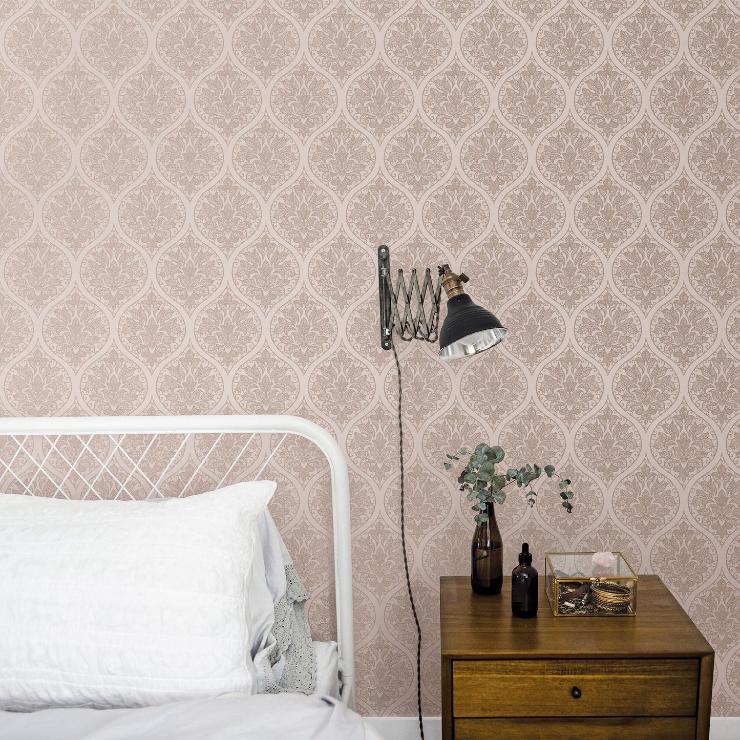 Emporium Ogee Wallpaper - Pink - Galerie - 7007 - Premier Wallcovering