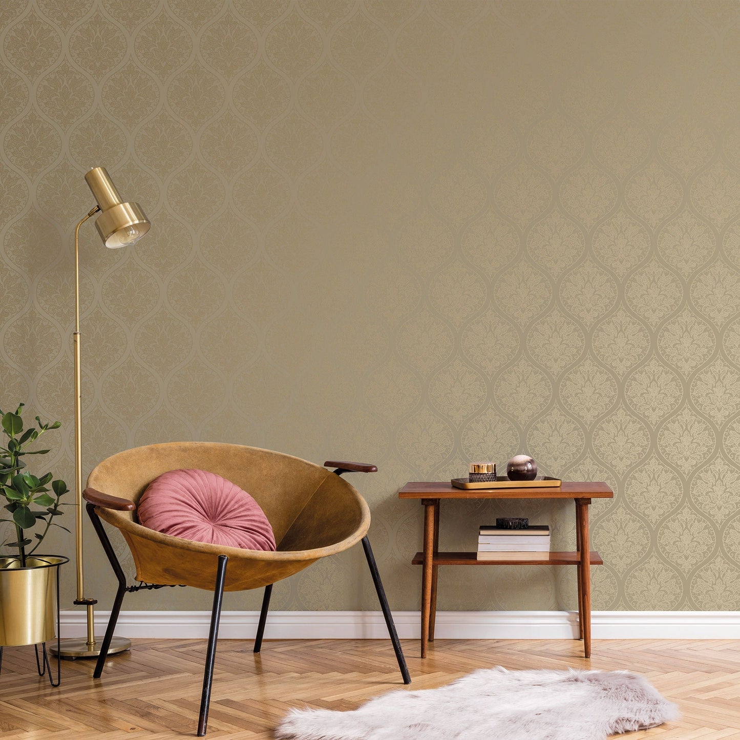 Emporium Ogee Wallpaper - Gold - Galerie - 7006 - Premier Wallcovering