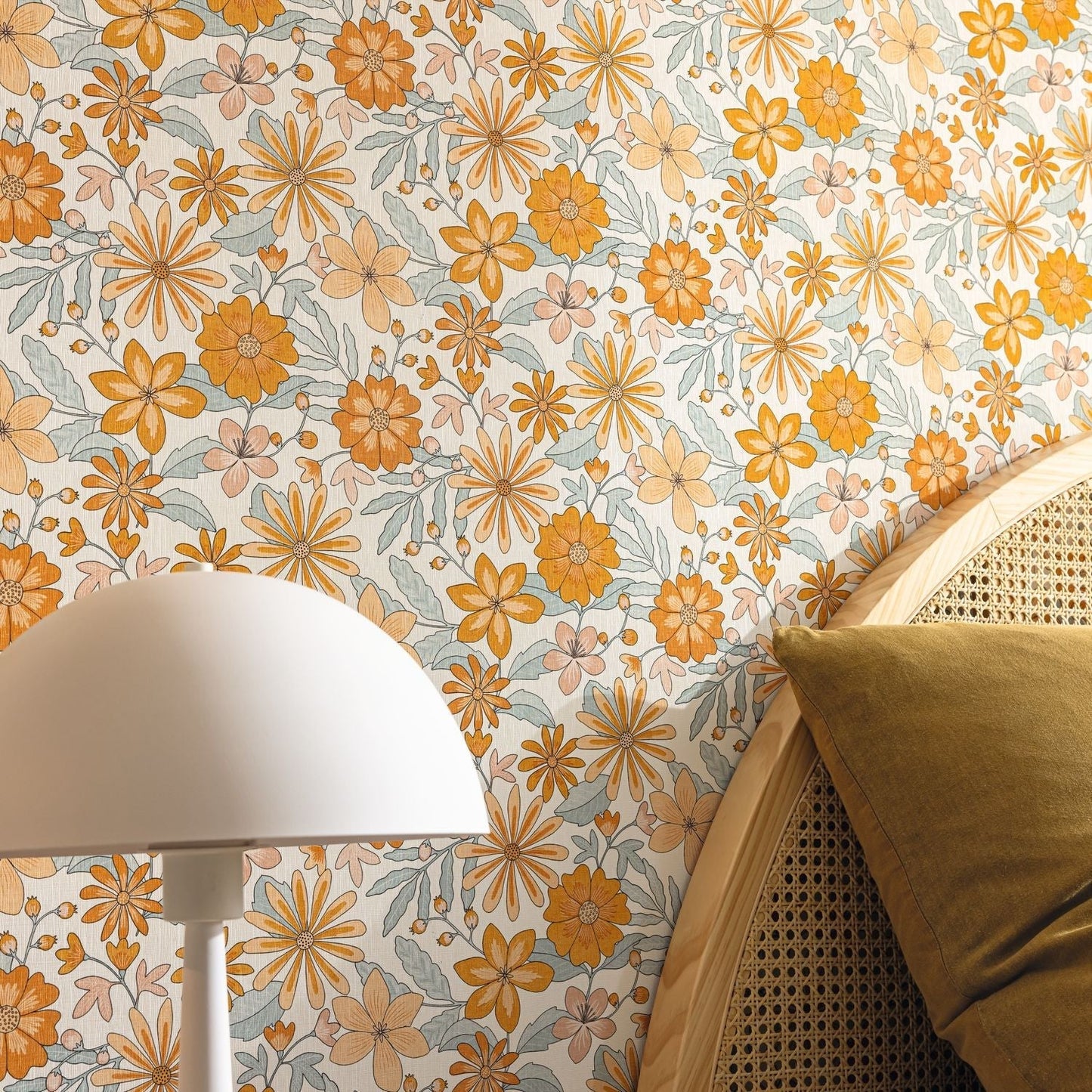 Emy Wallpaper - Orange Bleu - Caselio - 106463065