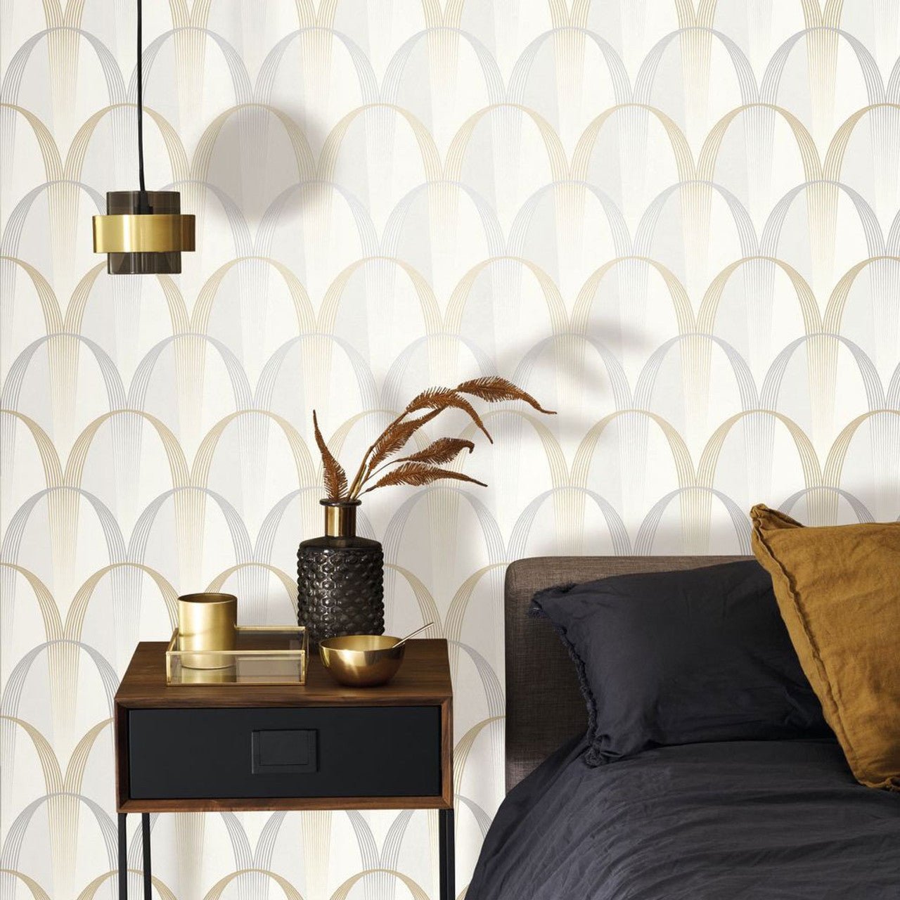 Entree Des Artistes Annees Folles Wallpaper - Blanc Calcaire / Gris - Casadeco - 201041921 - Premier Wallcovering