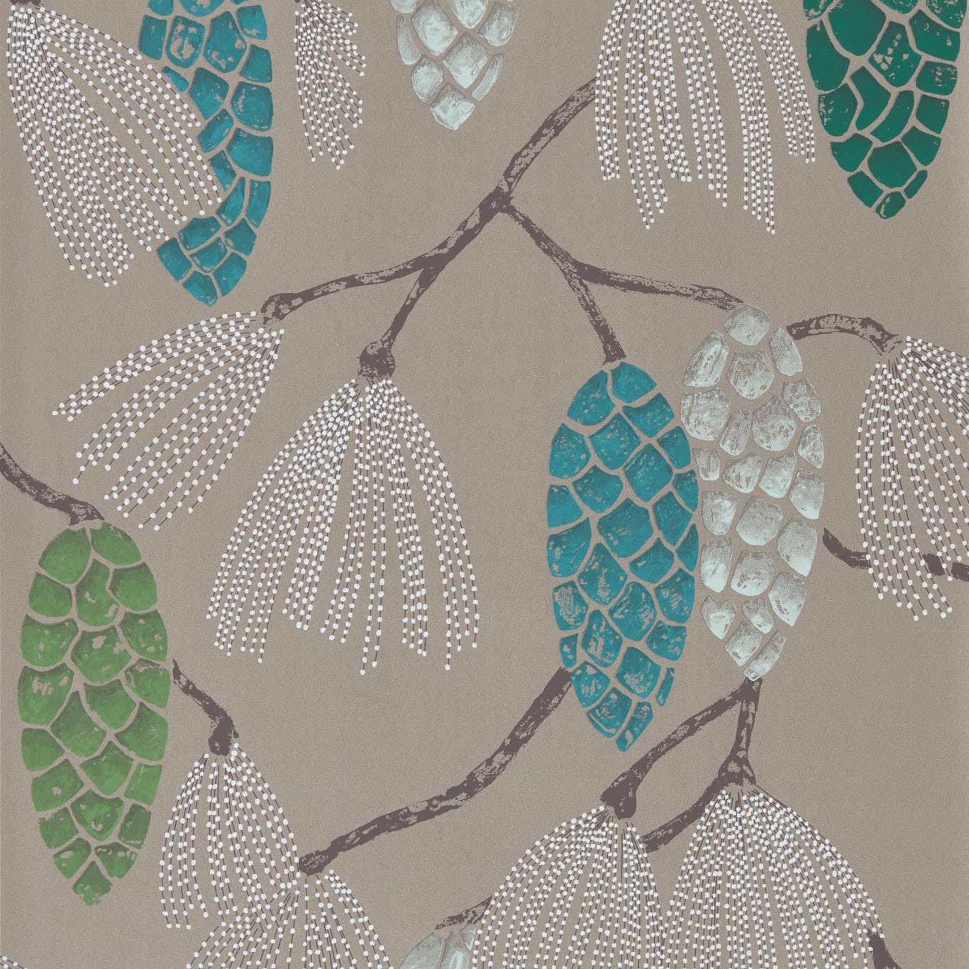 Epitome Wallpaper - Turquoise/Pea/Gilver - Harlequin - HSTO111502