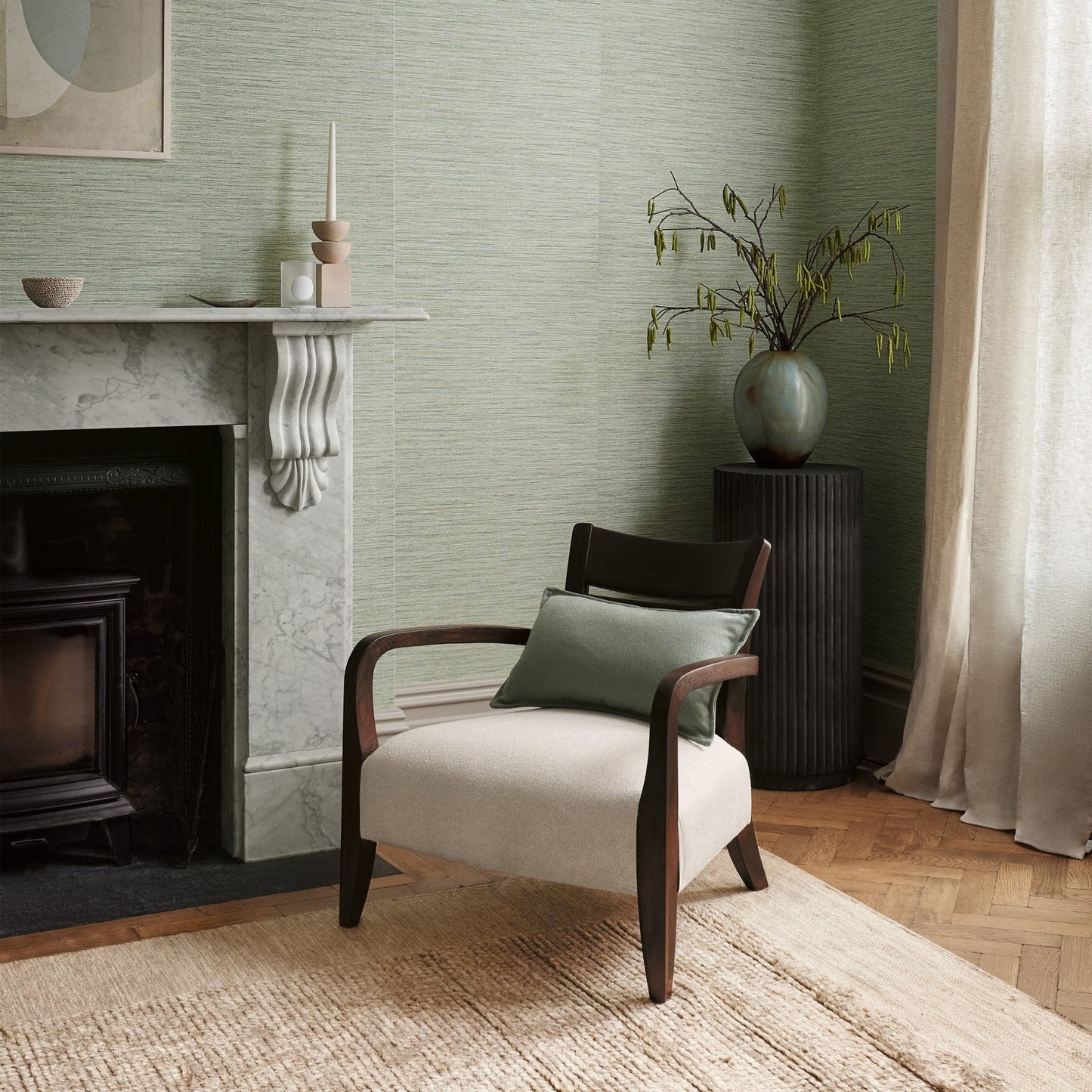 Esai Seagrass Embossed Wallpaper - Sage - Romo - Textured Vol.I - W461/11 - Premier Wallcovering