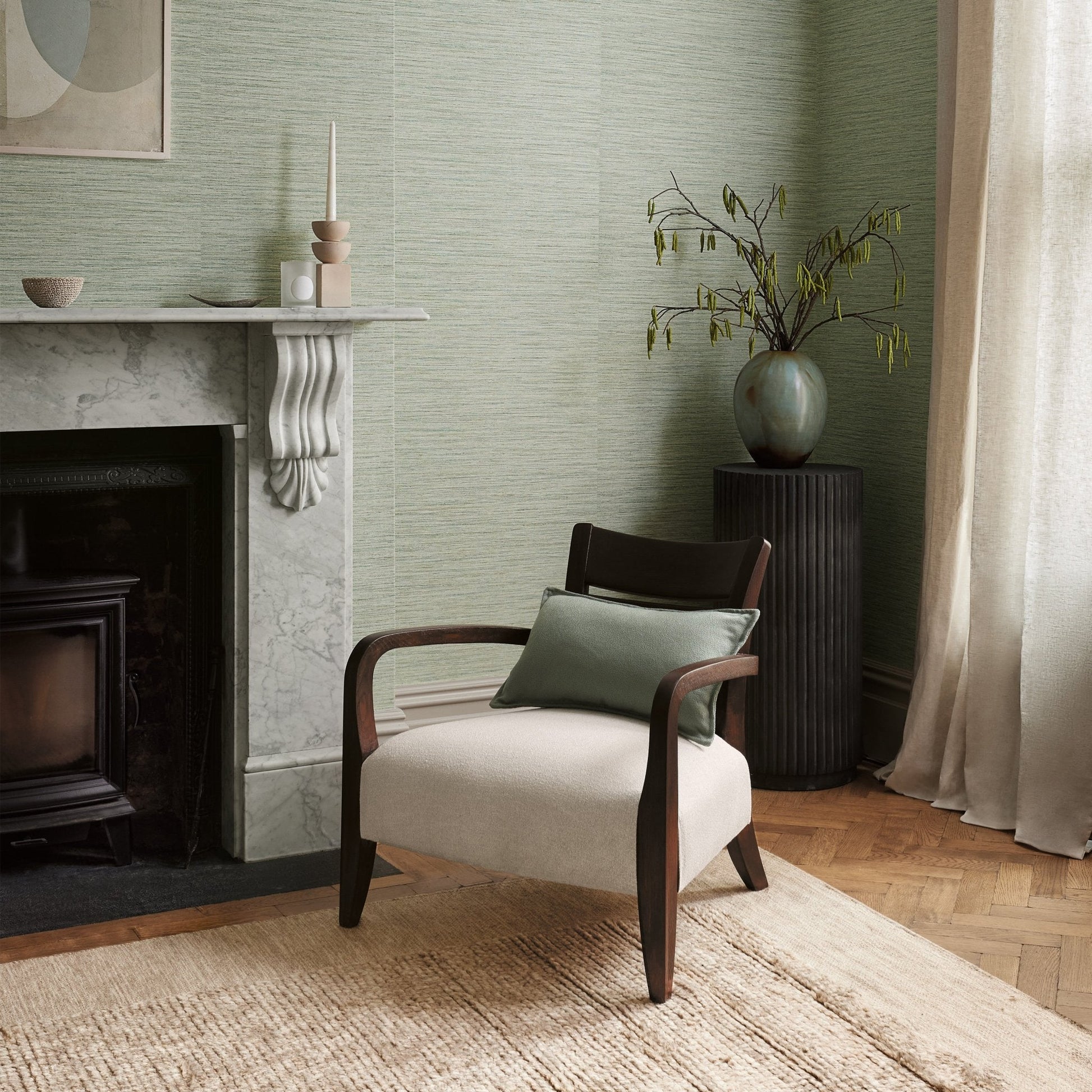 Esai Seagrass Embossed Wallpaper - Sage - Romo - Textured Vol.I - W461/11 - Premier Wallcovering