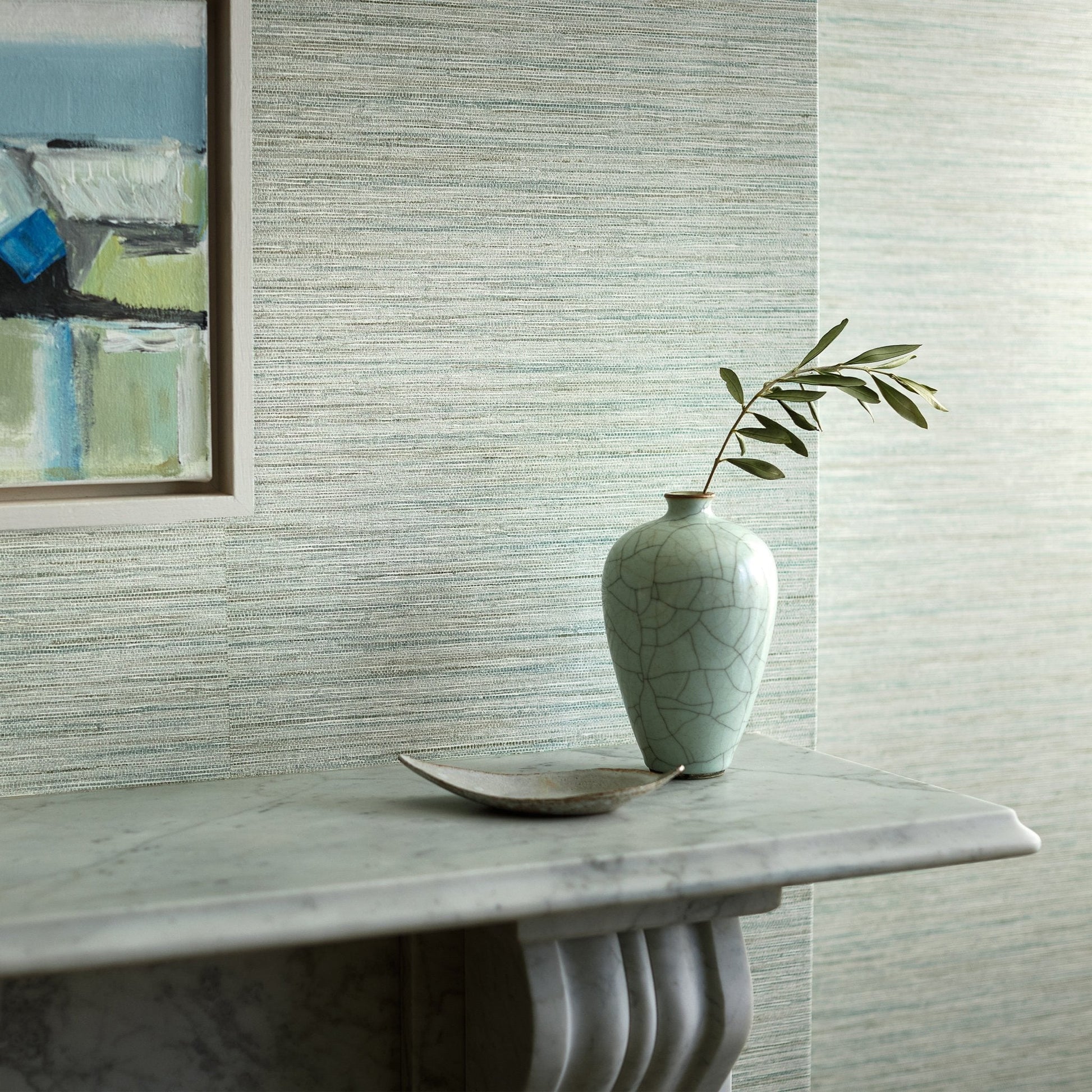 Esai Seagrass Embossed Wallpaper - Sage - Romo - Textured Vol.I - W461/11 - Premier Wallcovering