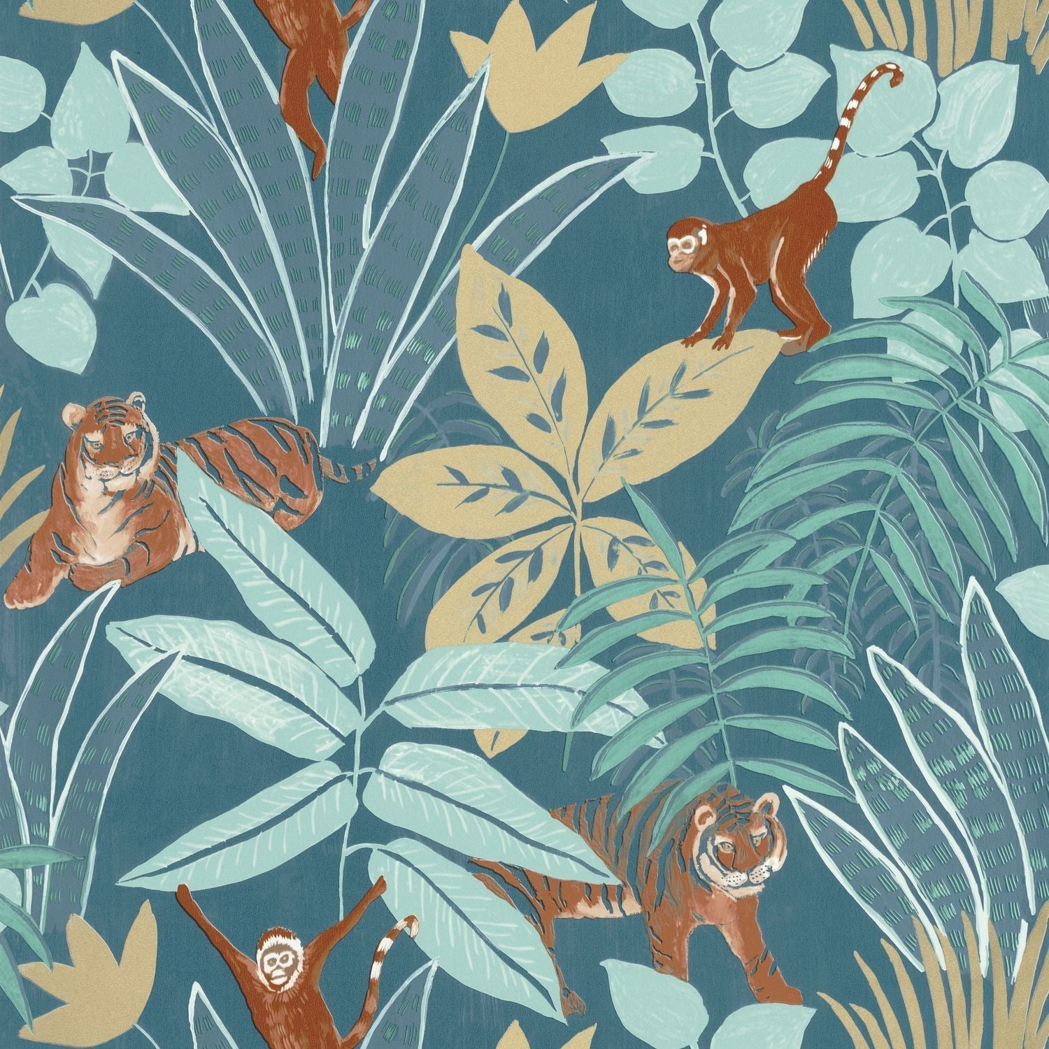 Escapade Aventure Wallpaper - Bleu Nuit Dore - Caselio - 102316638