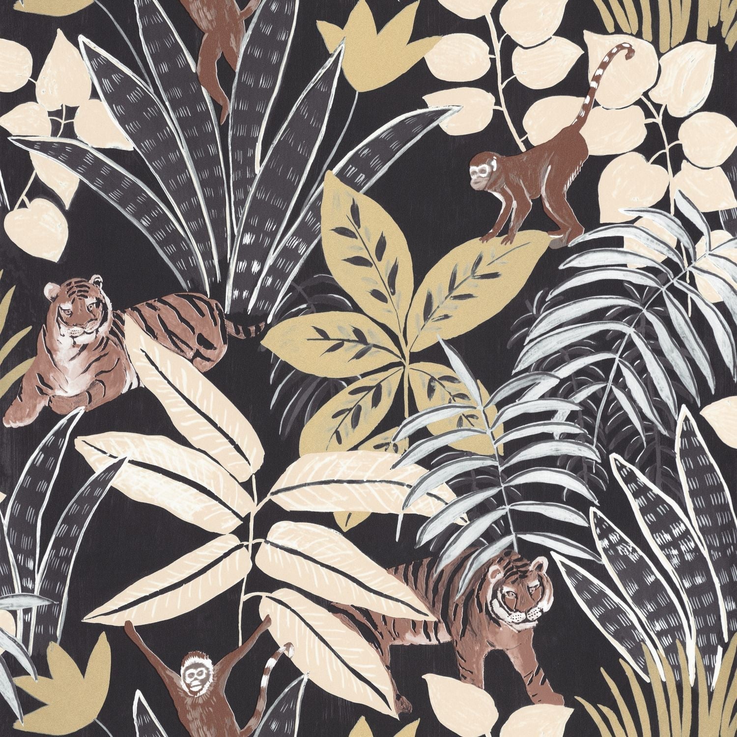 Escapade Aventure Wallpaper - Noir Beige Dore - Caselio - 102319248