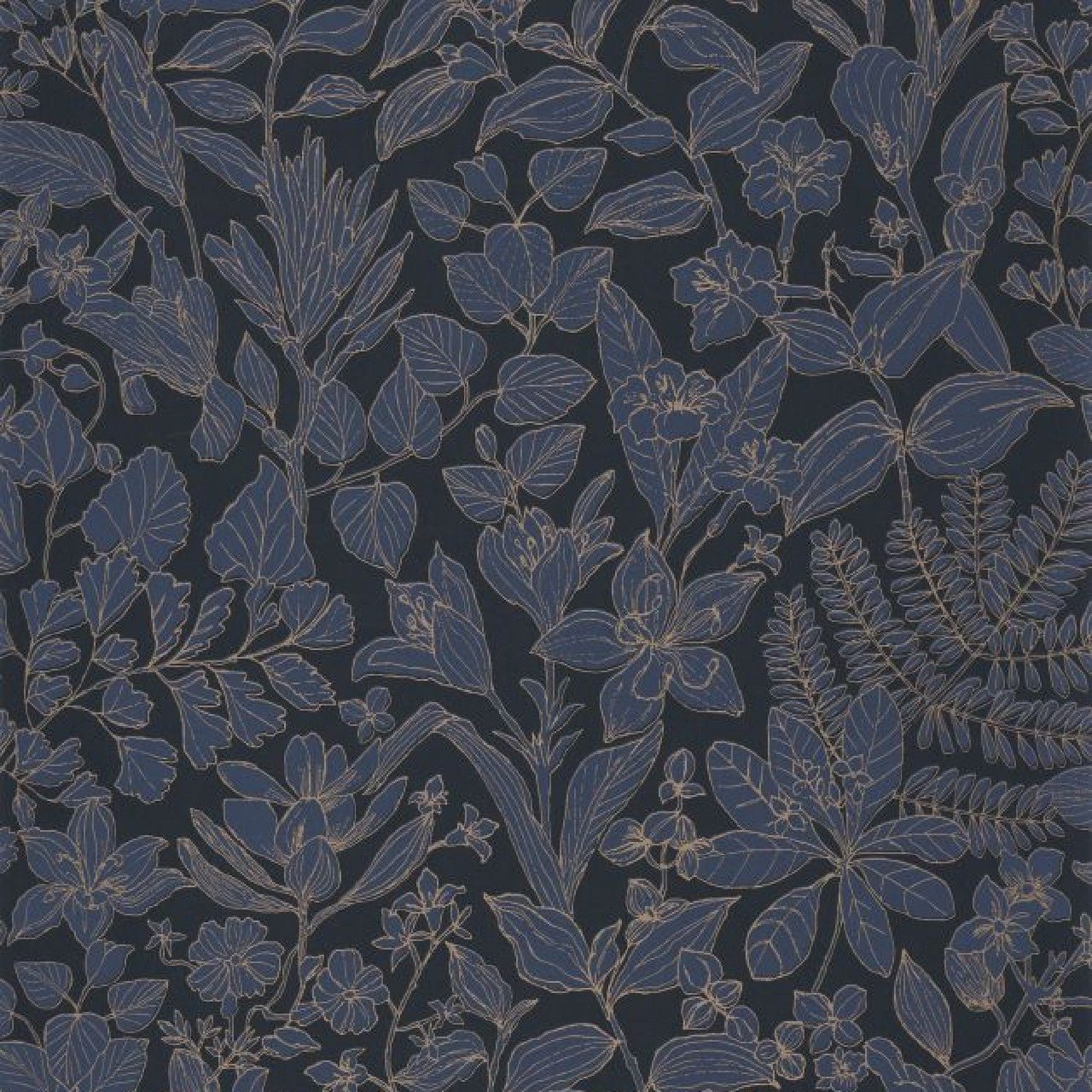 Esquisse Gardens Wallpaper - Bleu Encre - Casadeco - 87596983 - Premier Wallcovering