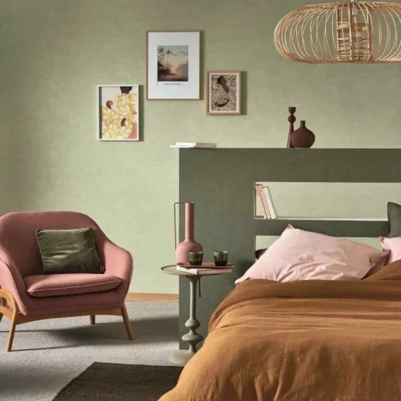 Etamine Wallpaper - Vert The - Casadeco - 200257227 - Premier Wallcovering