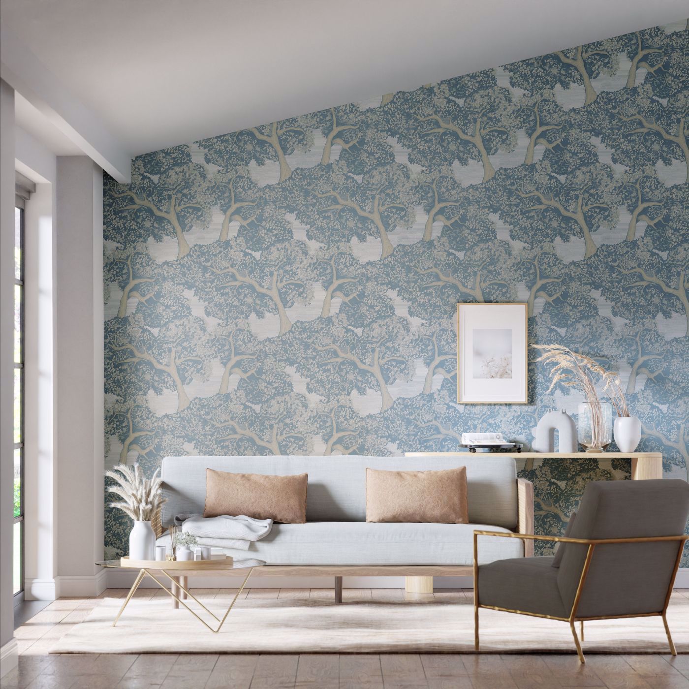 Eternal Oak Wallpaper - Skyblue/First Light - Harlequin - HC4W113023