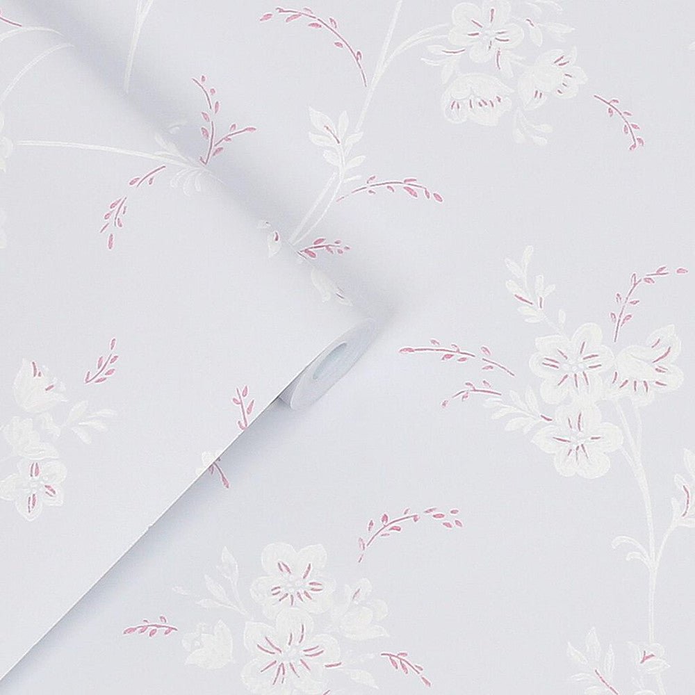 Eva Floral Wallpaper - Sugared Grey - Laura Ashley - 118493 - Premier Wallcovering