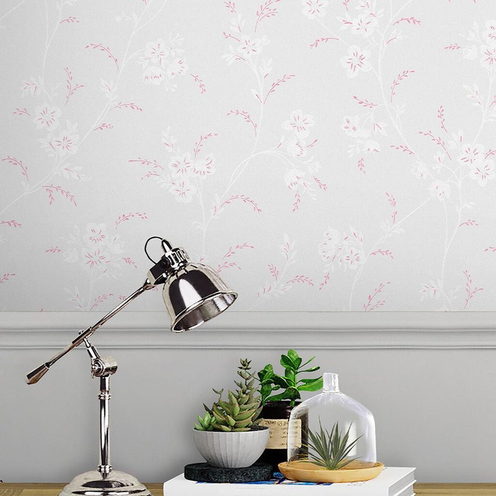 Eva Floral Wallpaper - Sugared Grey - Laura Ashley - 118493 - Premier Wallcovering