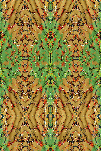 Ex Libris Wallpaper - Grass on Old Gold - Timorous Beasties - ROR/XLIB/PRL/02 - Premier Wallcovering