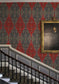 Ex Libris Wallpaper - Brick Red on Charcoal - Timorous Beasties - ROR/XLIB/PRL/04 - Premier Wallcovering