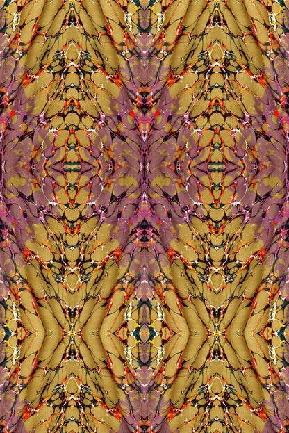 Ex Libris Wallpaper - Wine on Old Gold - Timorous Beasties - ROR/XLIB/PRL/01 - Premier Wallcovering