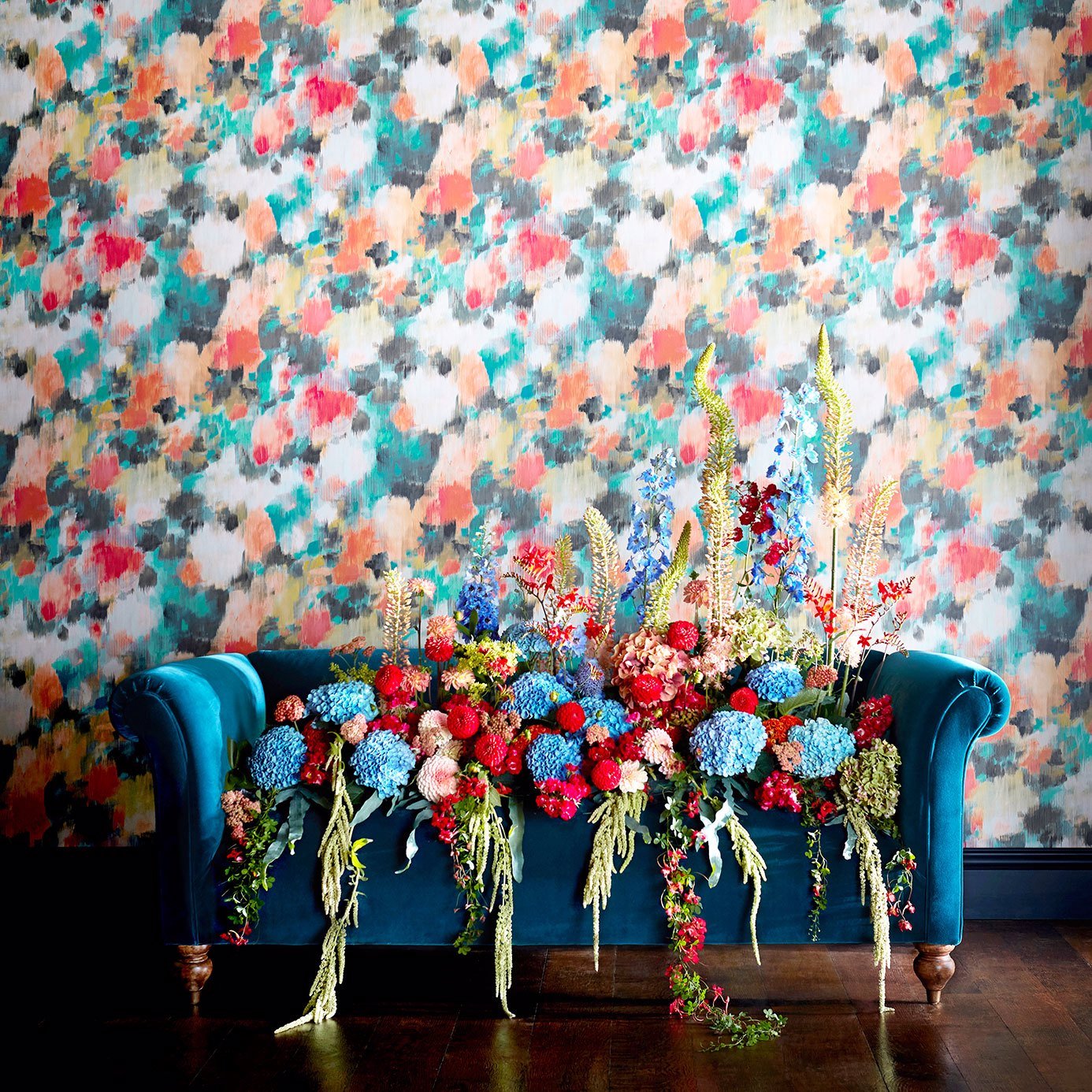 Exuberance Wallpaper - Tangerine/Sepia - Harlequin - HSTO111474