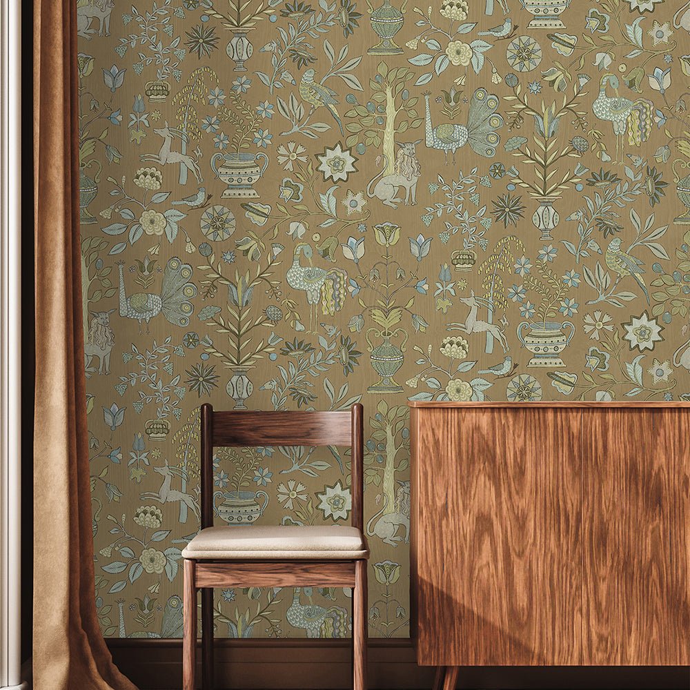 Fable Garden Wallpaper - Stone - Josephine Munsey - JMW-104551 - Premier Wallcovering