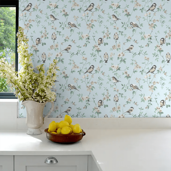 Falsterbo Birds Wallpaper - Blue - Boråstapeter - 7681 - Premier Wallcovering
