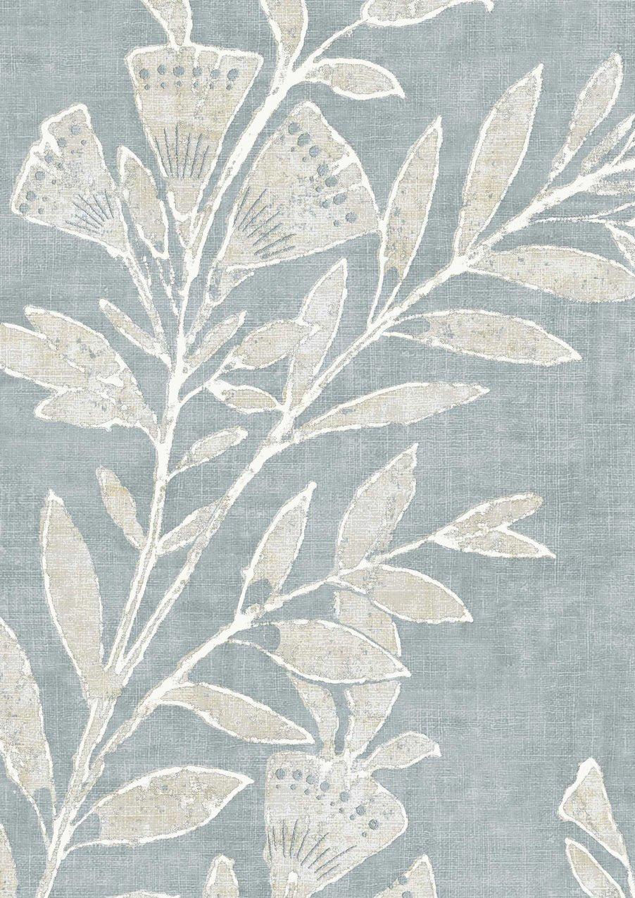 Fan Flower Wallpaper - Sky - Lewis & Wood - Premier Wallcovering