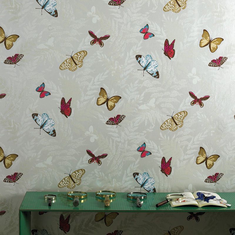 Farfalla Wallpaper - Natural/Ivory/White - Nina Campbell - NCW4010 - 01 - Premier Wallcovering