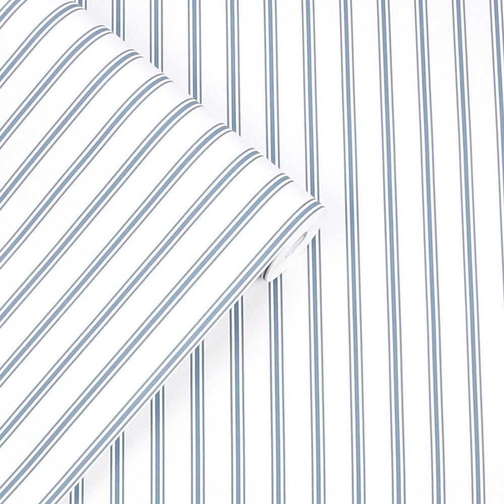 Farnworth Stripe Wallpaper - Smoke Blue - Laura Ashley - 122752 - Premier Wallcovering