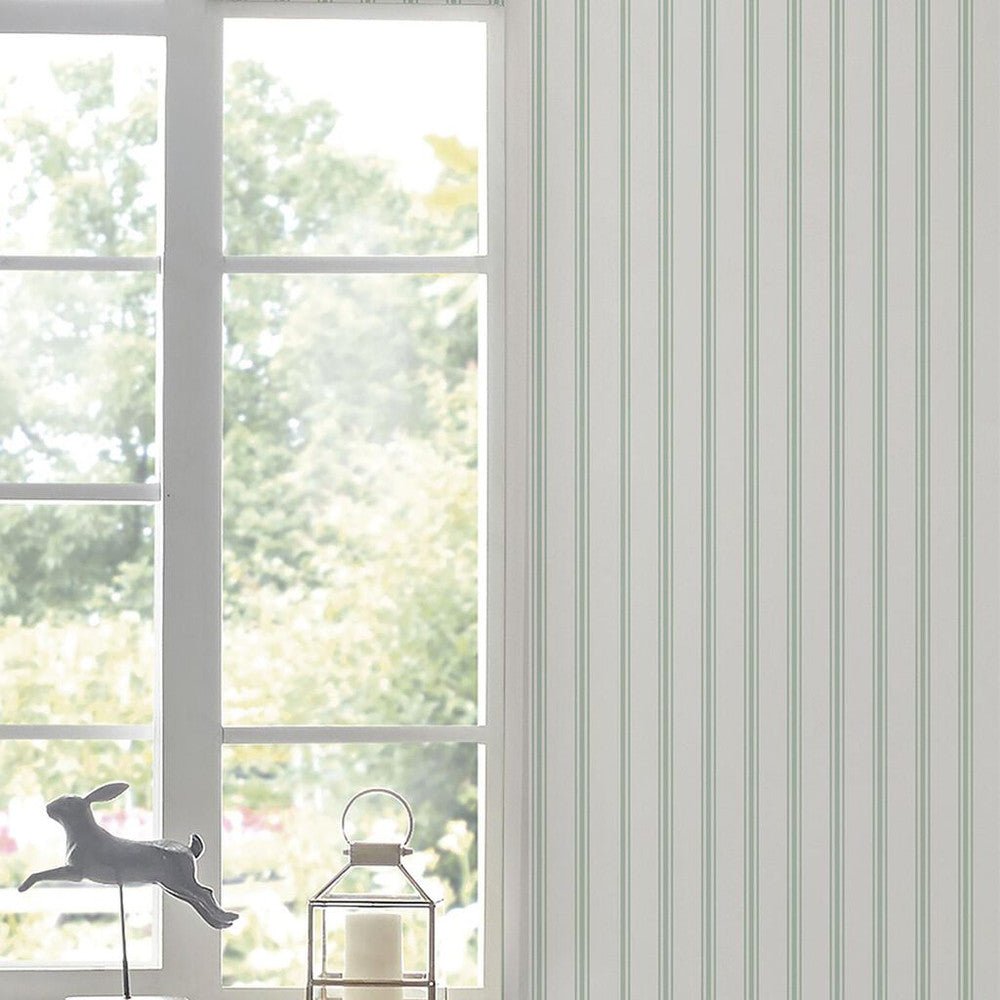 Farnworth Stripe Wallpaper - Sage Green - Laura Ashley - 118483 - Premier Wallcovering